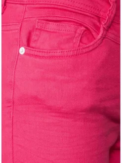 Pantalon Toronto Straight en coton rose uni avec une coupe slim et 5 poches