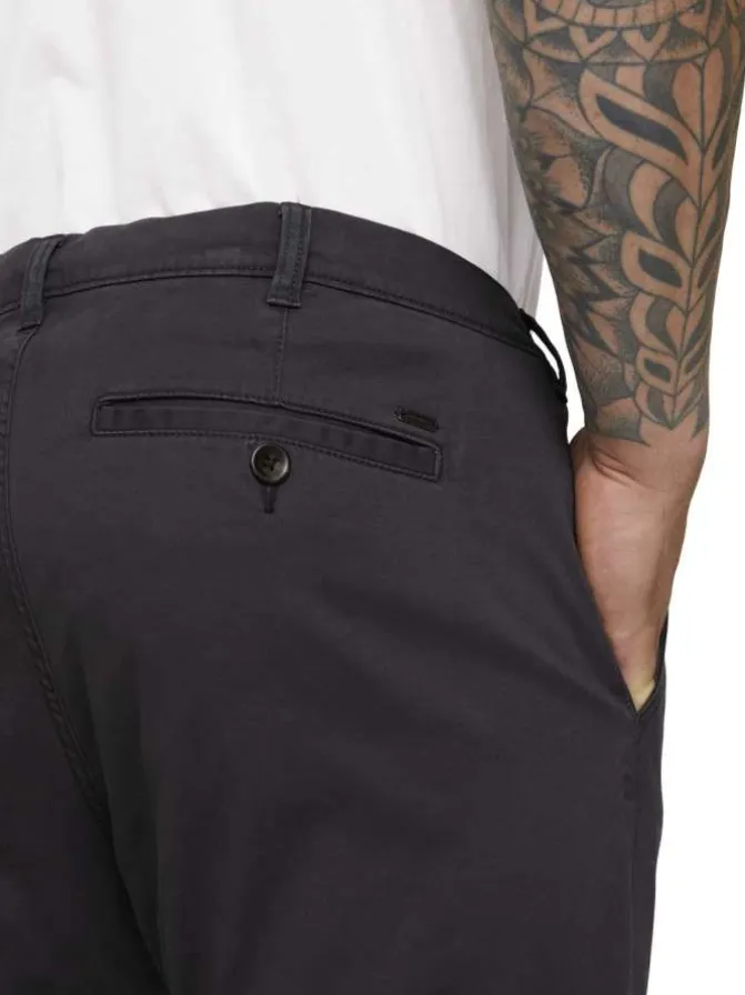Pantalon Travis anthracite en coton uni coupe chino