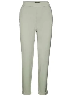 Pantalon vert d'eau uni avec une coupe slim et une taille intermédiaire