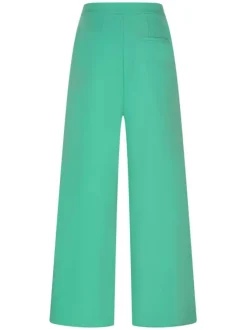Pantalon vert uni avec larges pinces coupe large