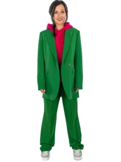 Pantalon vert uni avec une coupe chino et poche droite à l'arrière