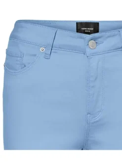 Pantalon Vmhot Seven ciel en coton mélangé uni coupe skinny avec 5 poches