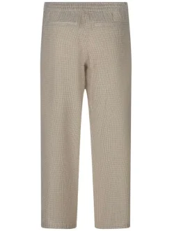 Pantalon Zoe en coton biologique beige à carreaux pourvu d'une coupe droite