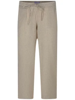 Pantalon Zoe en coton biologique beige à carreaux pourvu d'une coupe droite