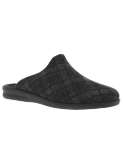 Pantoufles BELFORT à motif Tartan gris et marine