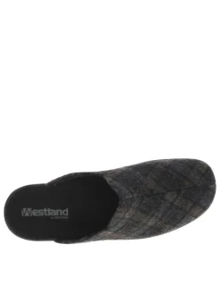 Pantoufles BELFORT à motif Tartan gris et marine
