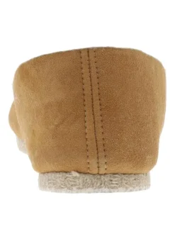 Pantoufles MOUTON (F) en cuir nubuck beige et doublure laine