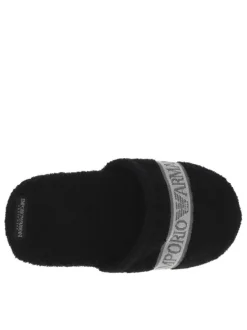 Pantoufles noires en coton éponge