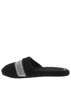 Pantoufles noires en coton éponge