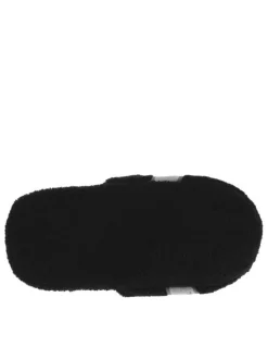 Pantoufles noires en coton éponge