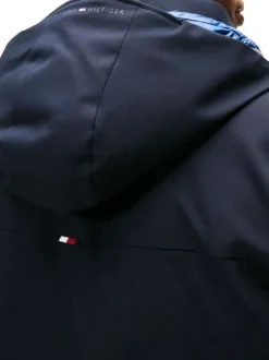 Parka Grande Taille marine uni avec une coupe droite et longue