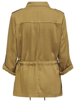 Parka sable unie coupe droite avec un col français et poches latérales