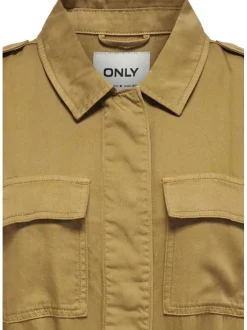 Parka sable unie coupe droite avec un col français et poches latérales