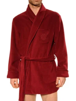 Peignoir Baikal Grande Taille rouge en velours à coupe droite et col cranté