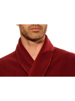 Peignoir Baikal Grande Taille rouge en velours à coupe droite et col cranté