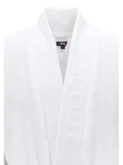 Peignoir blanc en coton avec ceinture à nouer devant