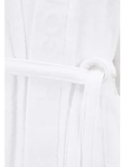 Peignoir blanc en coton avec ceinture à nouer devant