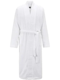 Peignoir blanc en coton avec ceinture à nouer devant