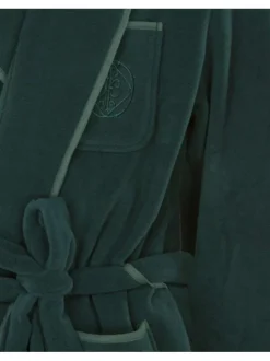 Peignoir à col châle sapin uni avec une coupe droite et une ceinture