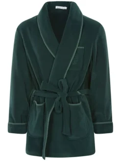 Peignoir à col châle sapin uni avec une coupe droite et une ceinture