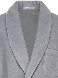 Peignoir gris clair uni avec une coupe droite et une ceinture à la taille