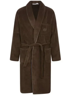 Peignoir marron uni avec une coupe droite et une ceinture à la taille