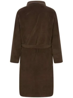 Peignoir marron uni avec une coupe droite et une ceinture à la taille