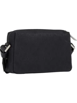 Petite sacoche rectangulaire noire avec un touché texturé et un imprimé all-over