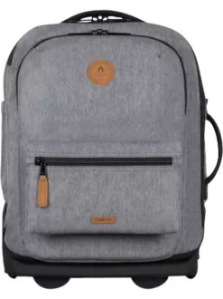 Petite valise à roulettes XS grise claire unie avec des bretelles au dos