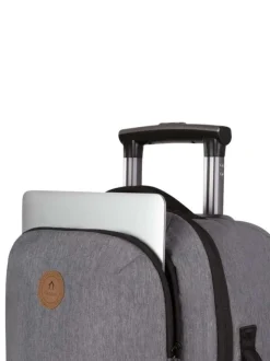 Petite valise à roulettes XS grise claire unie avec des bretelles au dos
