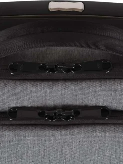 Petite valise à roulettes XS grise claire unie avec des bretelles au dos
