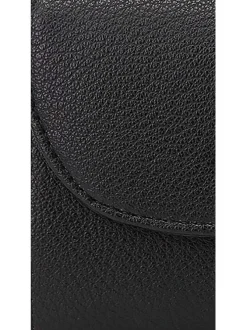 Petit portefeuille noir effet grainé à rabat avec nom de la marque à l'avant