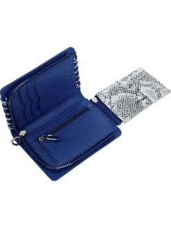 Petit porte-monnaie noir zippé avec des détails peau de serpent