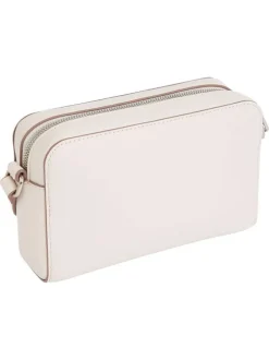 Petit sac à bandoulière écru uni avec le logo embossé à l'avant