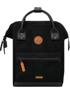 Petit sac à dos noir en velours côtelé avec zip et pochettes interchangeables