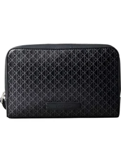 Pochette noire à motifs monogrammes Calvin Klein avec poche zippée