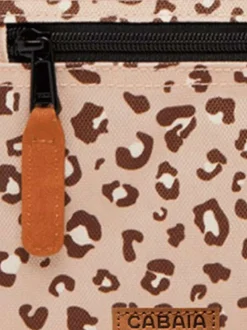 Pochette avec imprimé léopard all-over et fermeture zippée noire