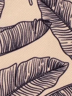 Pochette écrue à imprimé végétal bleu marine, patch et zippée