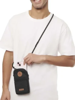 Pochette noire à bandoulière amovible pour téléphone portable