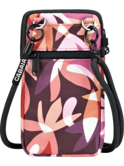 Pochette rose à bandoulière amovible pour téléphone ornée d'un motif floral