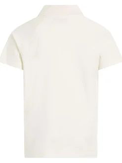 Polo en coton biologique mélangé blanc avec coupe regular fit et col boutonné