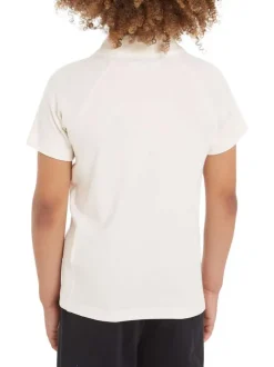Polo en coton biologique mélangé blanc avec coupe regular fit et col boutonné