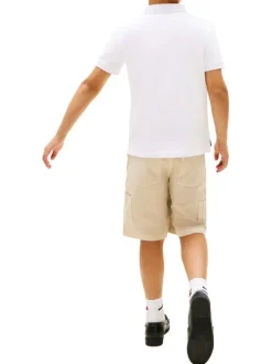 Polo en coton blanc à coupe droite pourvu d'un col à revers boutonné