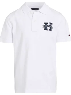 Polo en coton blanc uni avce une coupe droite et un col boutonné