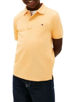 Polo en coton jaune à coupe droite pourvu d'un col à revers boutonné