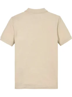 Polo en coton régénératif beige à imprimé, coupe droite et col polo