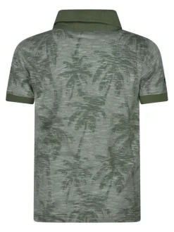 Polo en coton vert d'eau avec des motifs une coupe droite et un col à revers