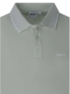 Polo en coton vert d'eau pourvu d'un col boutonné et de manches courtes