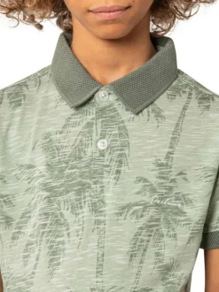 Polo en coton vert d'eau tropical pourvu d'une coupe droite et d'un col polo