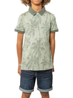 Polo en coton vert d'eau tropical pourvu d'une coupe droite et d'un col polo